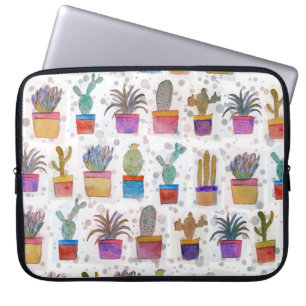 Watercolor hand paint cactus pattern laptop sleeve