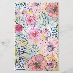 Watercolor hand paint floral design stationery