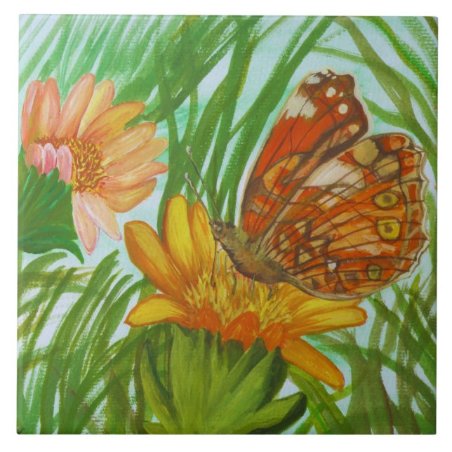 Watercolor – Hand Painted Botanical Floral Art Tile (Front)