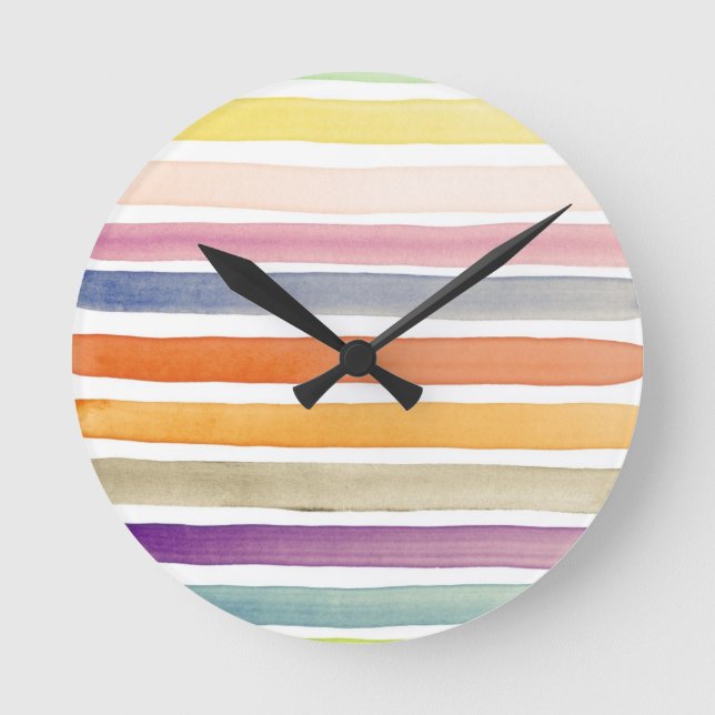Watercolor hand painted brush strokes, banners. round clock (Front)