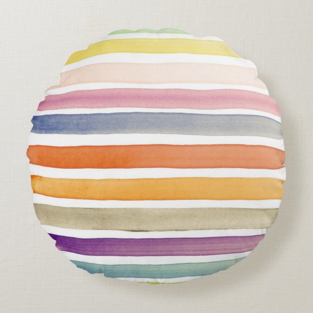 Watercolor hand painted brush strokes, banners. round cushion (Front)