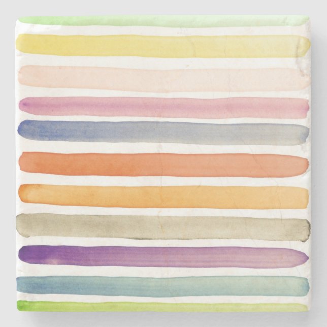 Watercolor hand painted brush strokes, banners. stone coaster (Front)