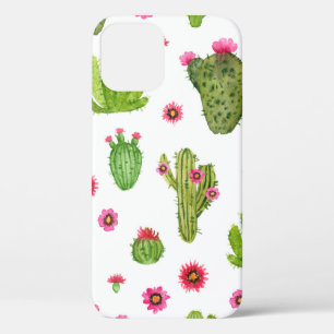 Watercolor hand painted cactus seamless pattern iPhone 12 case
