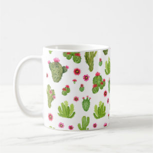 Watercolor hand painted cactus seamless pattern coffee mug