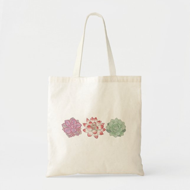 Watercolor Hand-painted Colourful Succulents  Tote Bag (Front)