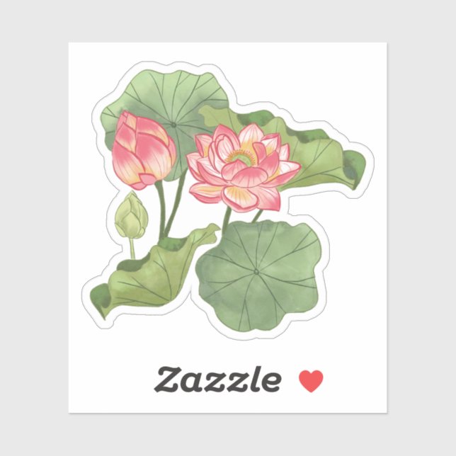 Watercolor Hand-painted Elegant Pink Lotus  (Sheet)
