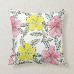 watercolor hand painted flower pillow
