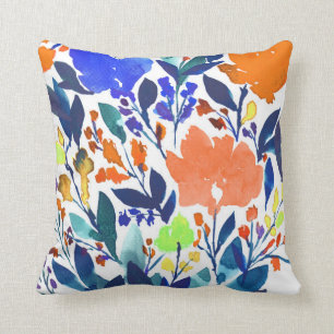 watercolor hand painted flowers pillow