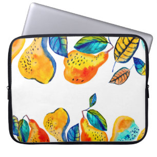 Watercolor hand painted pears in seamless border.  laptop sleeve