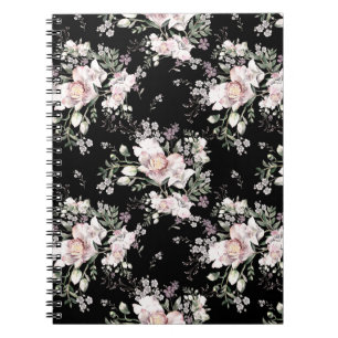 Watercolor hand painted seamless pattern with beau notebook