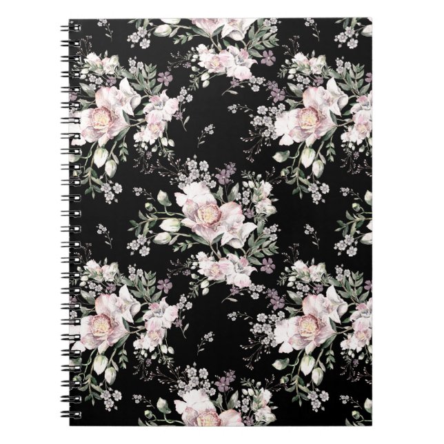 Watercolor hand painted seamless pattern with beau notebook (Front)