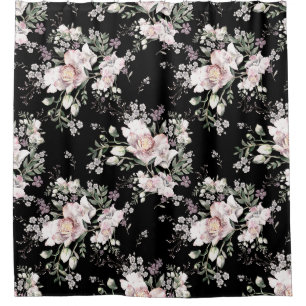 Watercolor hand painted seamless pattern with beau shower curtain