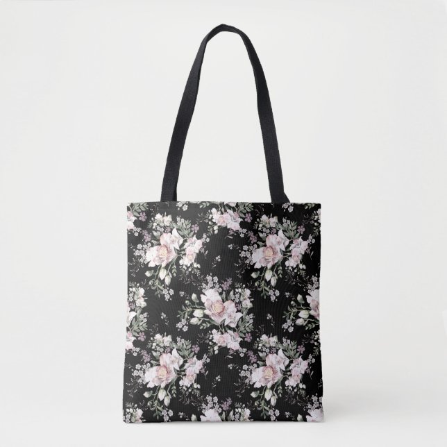 Watercolor hand painted seamless pattern with beau tote bag (Front)