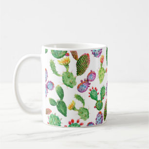 Watercolor hand painted tropical cactus. Seamless  Coffee Mug
