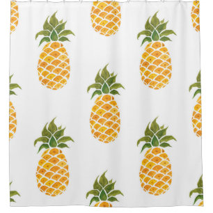 Watercolor hand painted with exotic fruits seamles shower curtain