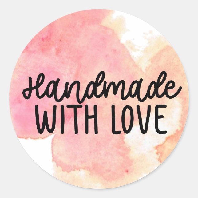 Watercolor handmade with love business Sticker (Front)