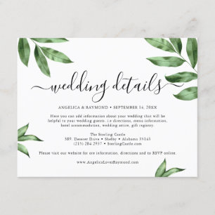 Watercolor Handpainted Greenery Wedding Enclosure Card