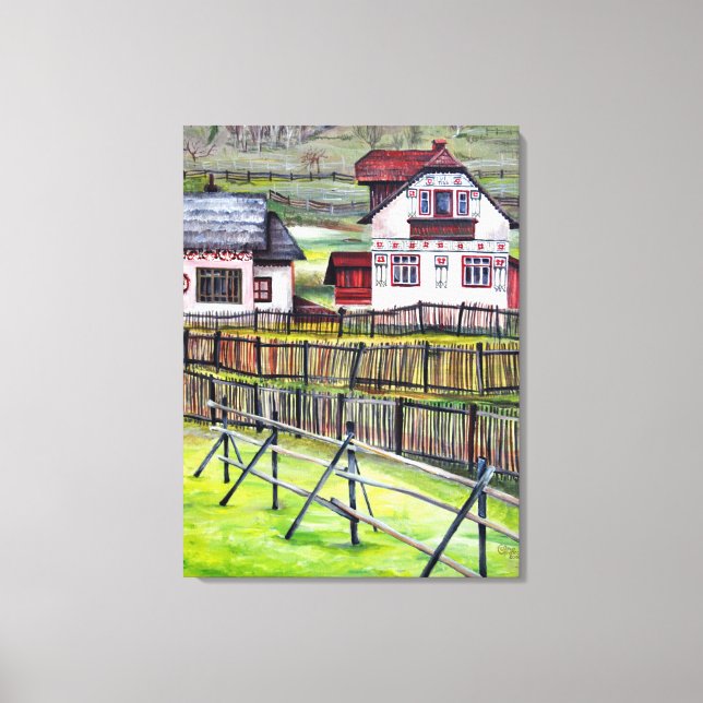 Watercolor Handpainted Transylvania, Romania Canvas Print (Front)