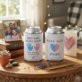 Watercolor Handprint Dads Grilling Chilling Fuel Can Cooler