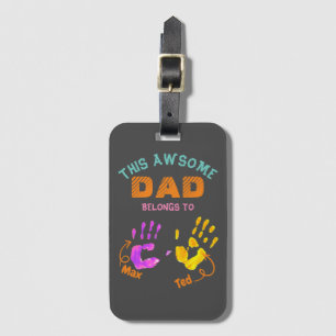 Watercolor Handprinted Father Dad Son Child Gift Luggage Tag