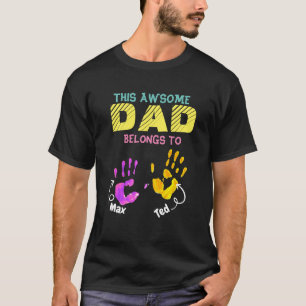Watercolor Handprinted Father Dad Son Child Gift T-Shirt
