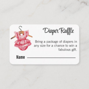 Watercolor Hanging Baby Girl Dress Diaper Raffle Enclosure Card