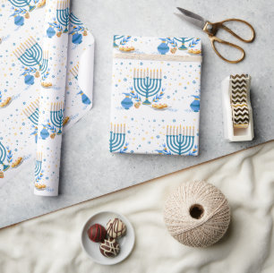 Watercolor Hanukkah Holiday Wrapping Paper