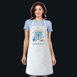 Watercolor Hanukkah Menorah Holiday Apron<br><div class="desc">A Hanukkah scene with a menorah,  sufganiyot (doughnuts),  dreidels,  and olive branches is rendered in a watercolor effect on this Chanukah apron. Great for every night of Hanukkah. Available with matching products.</div>