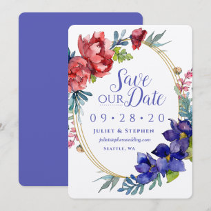 Watercolor Happiness Wedding Save Our Date Invitation