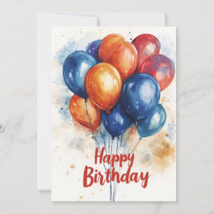 Watercolor Happy Birthday Balloons Birthday Invitation