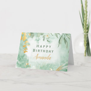 Watercolor  Happy Birthday Folded Greeting Card