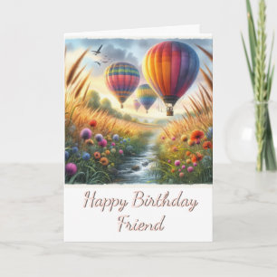 Watercolor Happy Birthday Friend Greeting Card