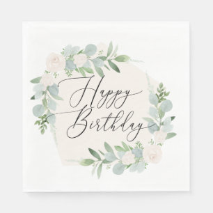 Watercolor Happy Birthday Luncheon size napkin