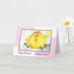 Watercolor Happy Chick Easter Card