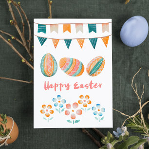 Watercolor Happy Easter Postcard