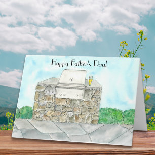Watercolor Happy Father's Day Bar-B-Q  Card