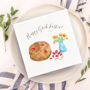 Watercolor Happy Greek Easter Napkin