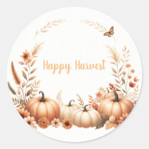 Watercolor Happy Harvest Classic Round Sticker