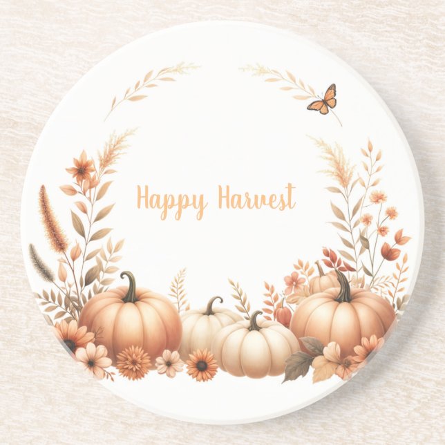 Watercolor Happy Harvest Coaster (Front)
