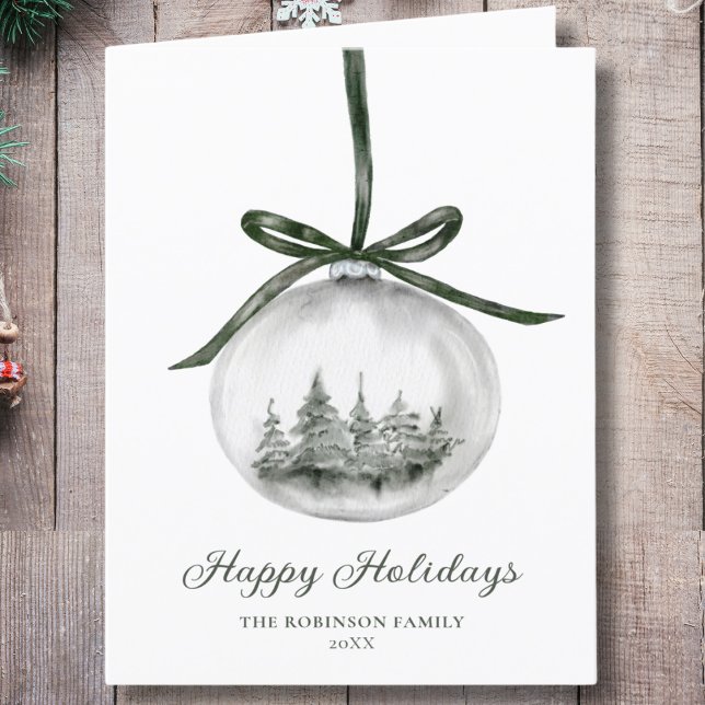 Watercolor Happy Holidays Christmas Ornament Holiday Card (Creator Uploaded)