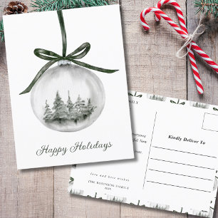 Watercolor Happy Holidays Christmas Ornament Holiday Postcard