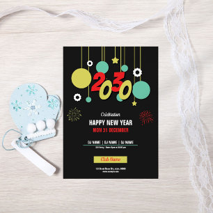 Watercolor Happy New Year Holiday Party Invitation