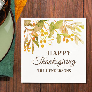 Watercolor Happy Thanksgiving  Napkin