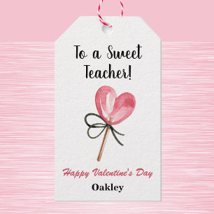Watercolor Happy Valentine's Day Teacher Gift Tags