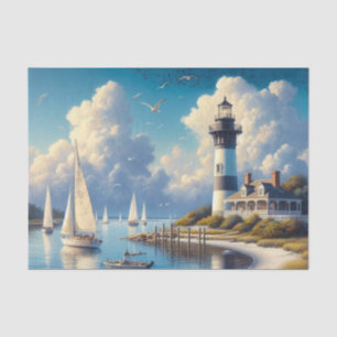 Watercolor Harbour Town Lighthouse  Tissue Paper