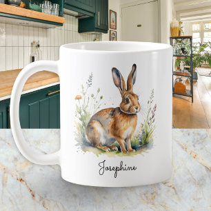 Watercolor Hare Country Wildlife Personalised Coffee Mug