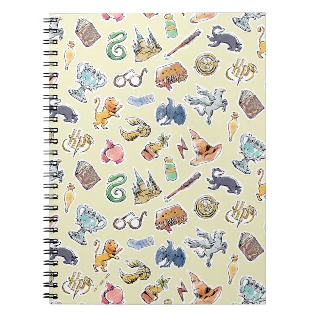 Watercolor Harry Potter Icons Notebook (Front)