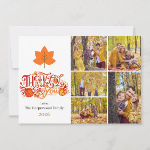 Watercolor Harvest autumn happy thanksgiving  Holiday Card