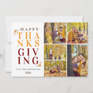 Watercolor Harvest autumn happy thanksgiving Holiday Card