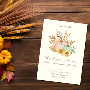 Watercolor Harvest Customisable Thanksgiving  Invitation